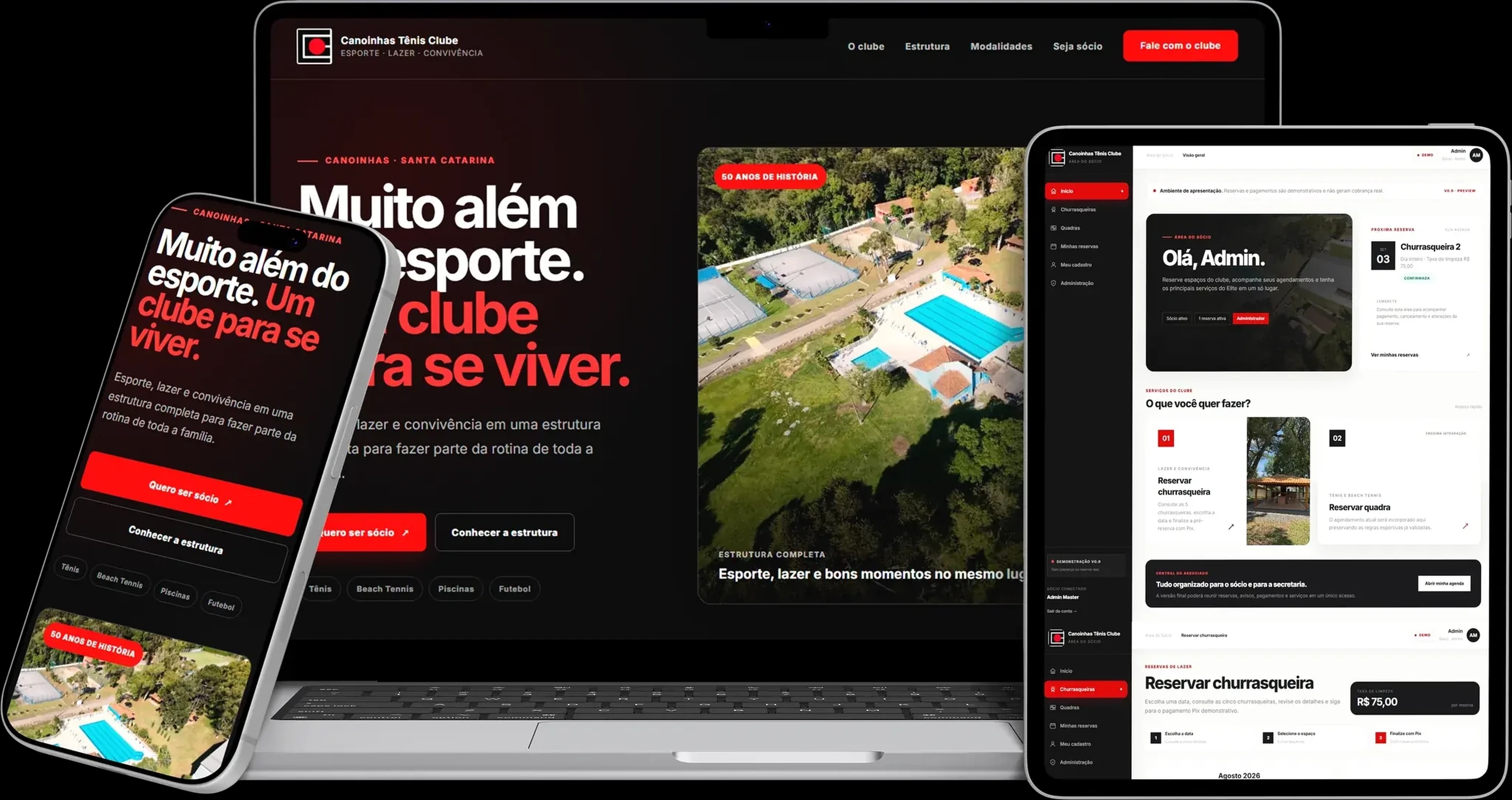 Prévia visual do projeto Canoinhas Tênis Clube